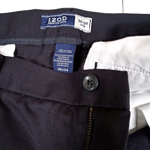 Izod Mens American Chino Flat Front Slim Fit Pant 36 x 34 - Picture 4 of 4